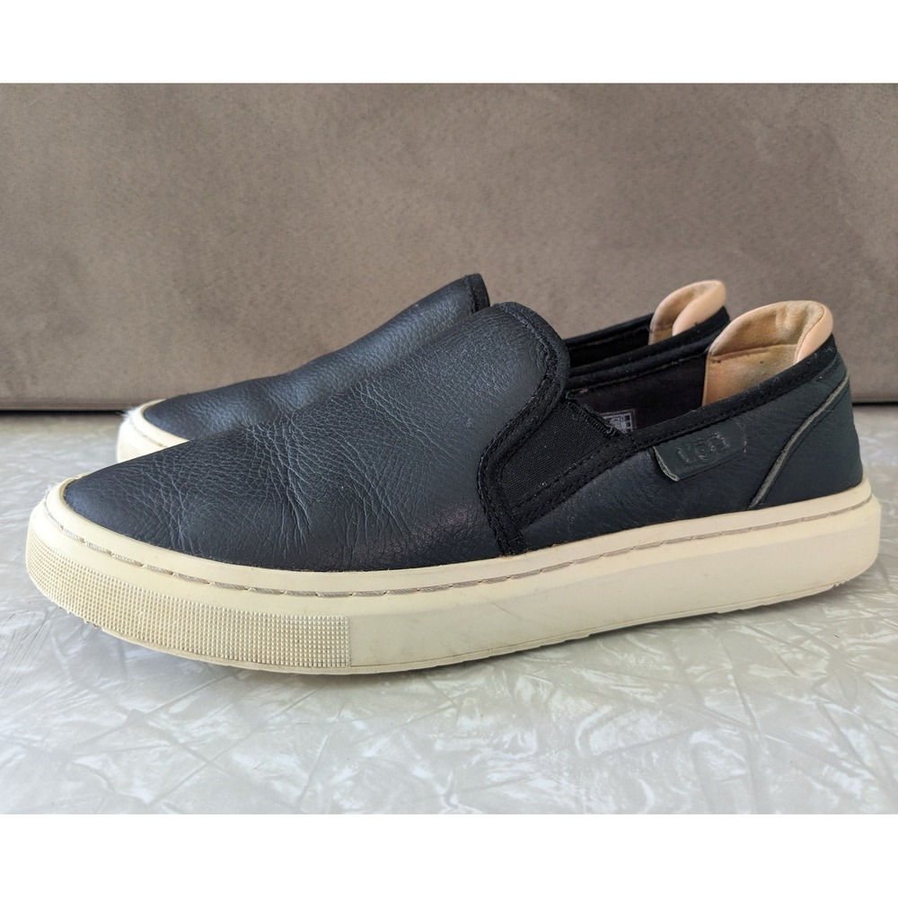 UGG Jass Black Leather Slip On Platform‎ Sneakers 1130779 Womens 8.5